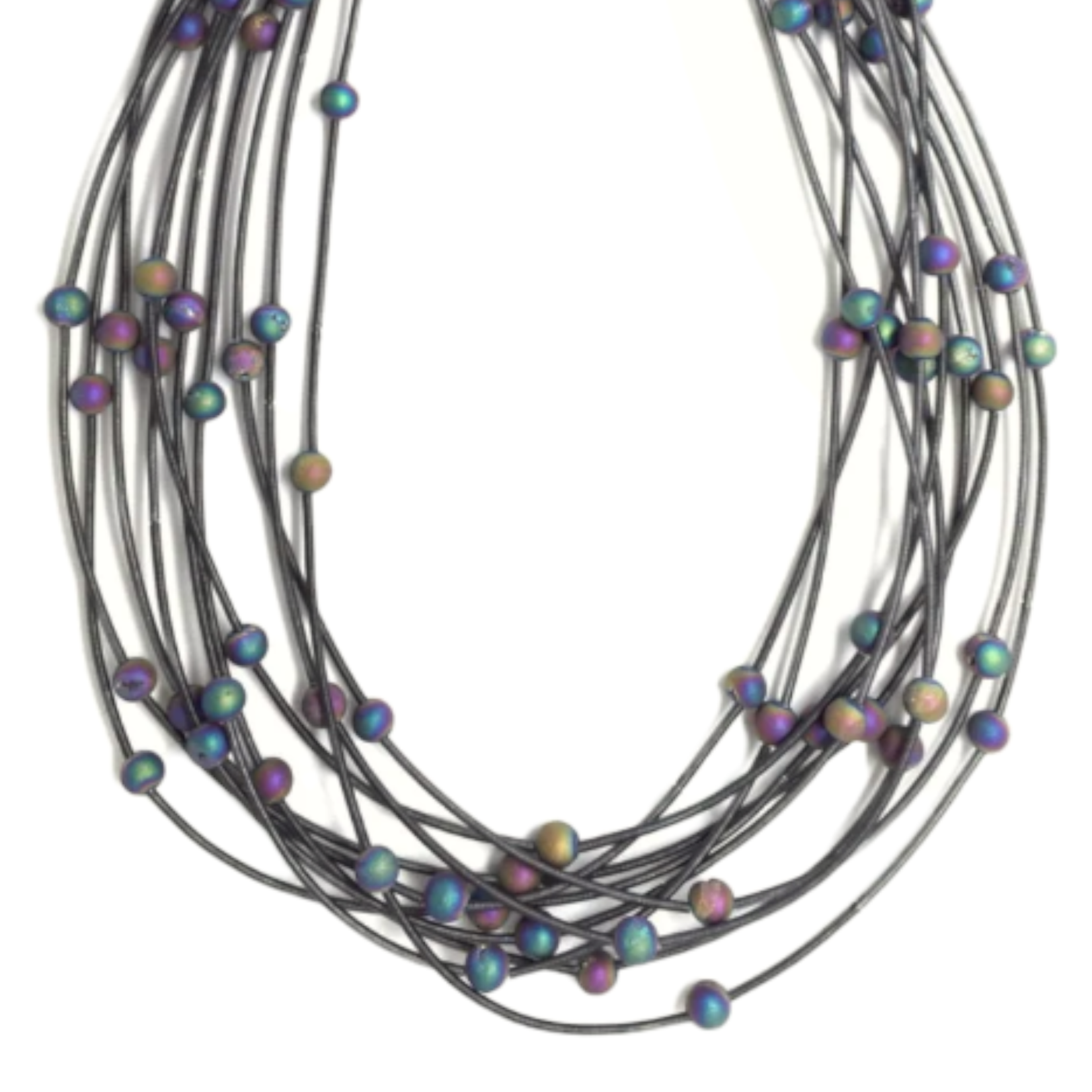 10 Layer Necklace Iridescent Geode