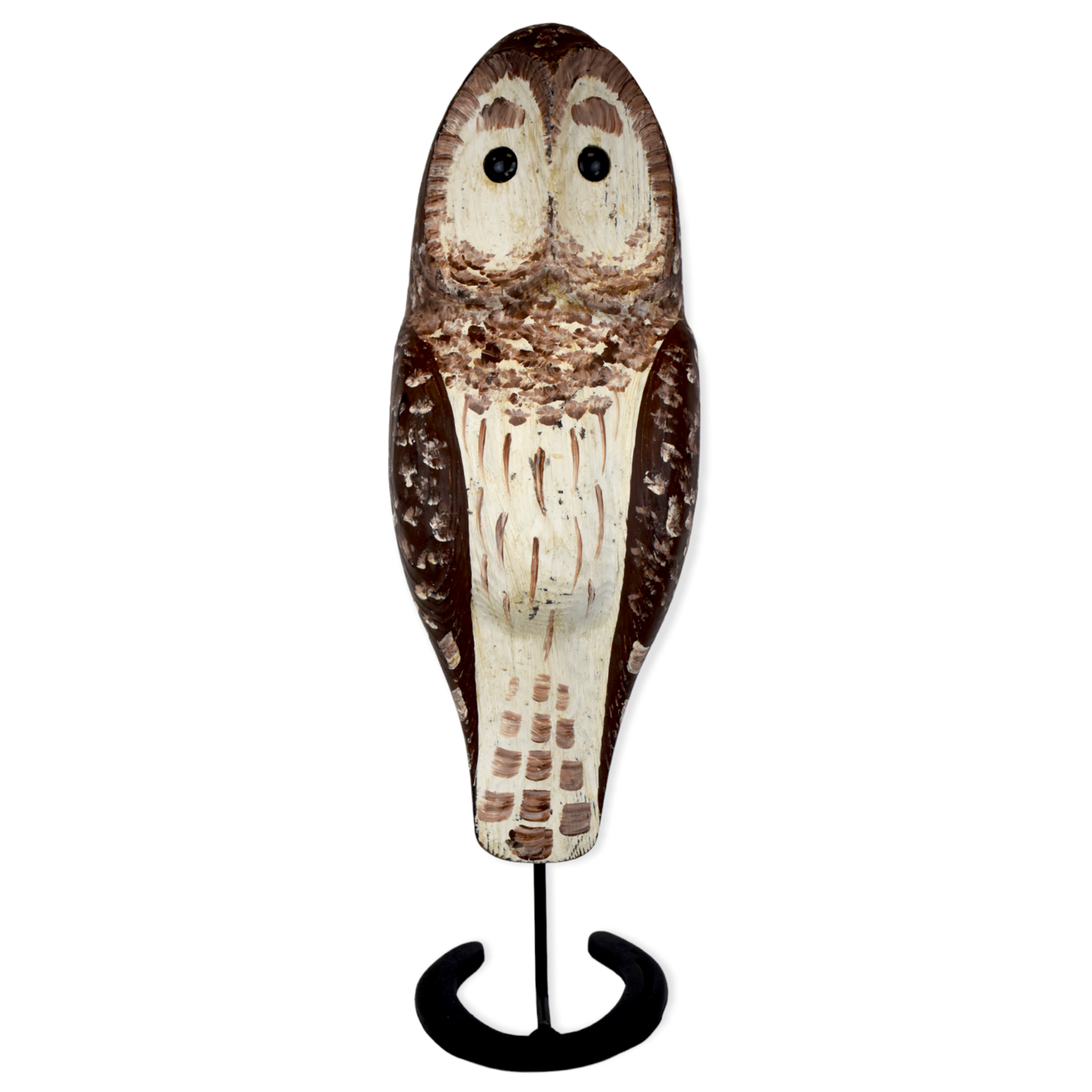 Wooden Owls on Horseshoe