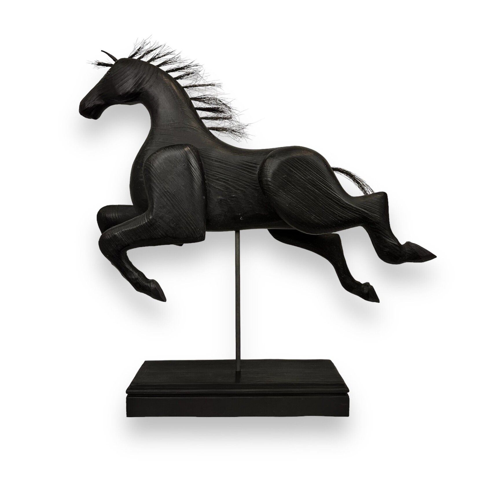Black Leaping Horse on Stand