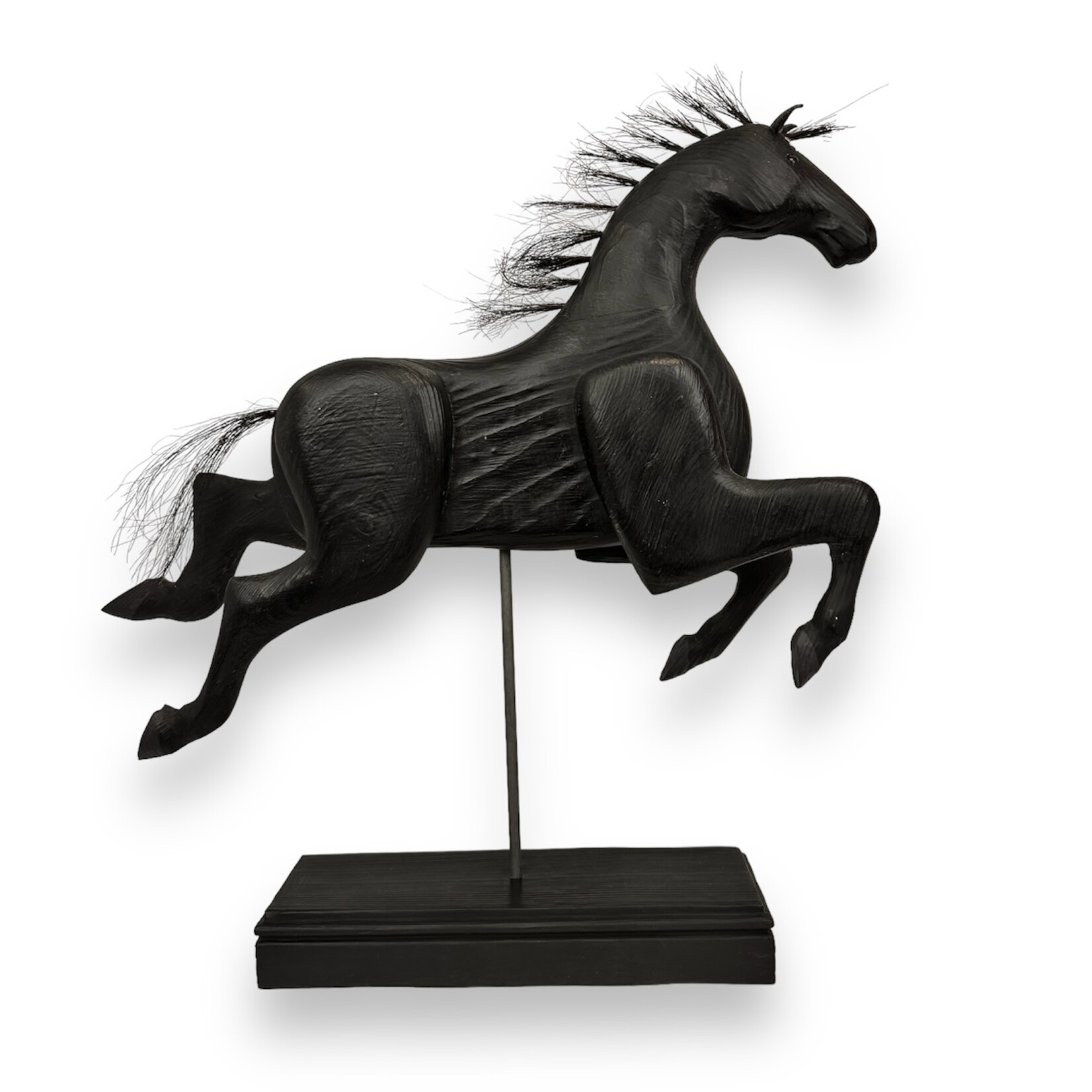 Black Leaping Horse on Stand
