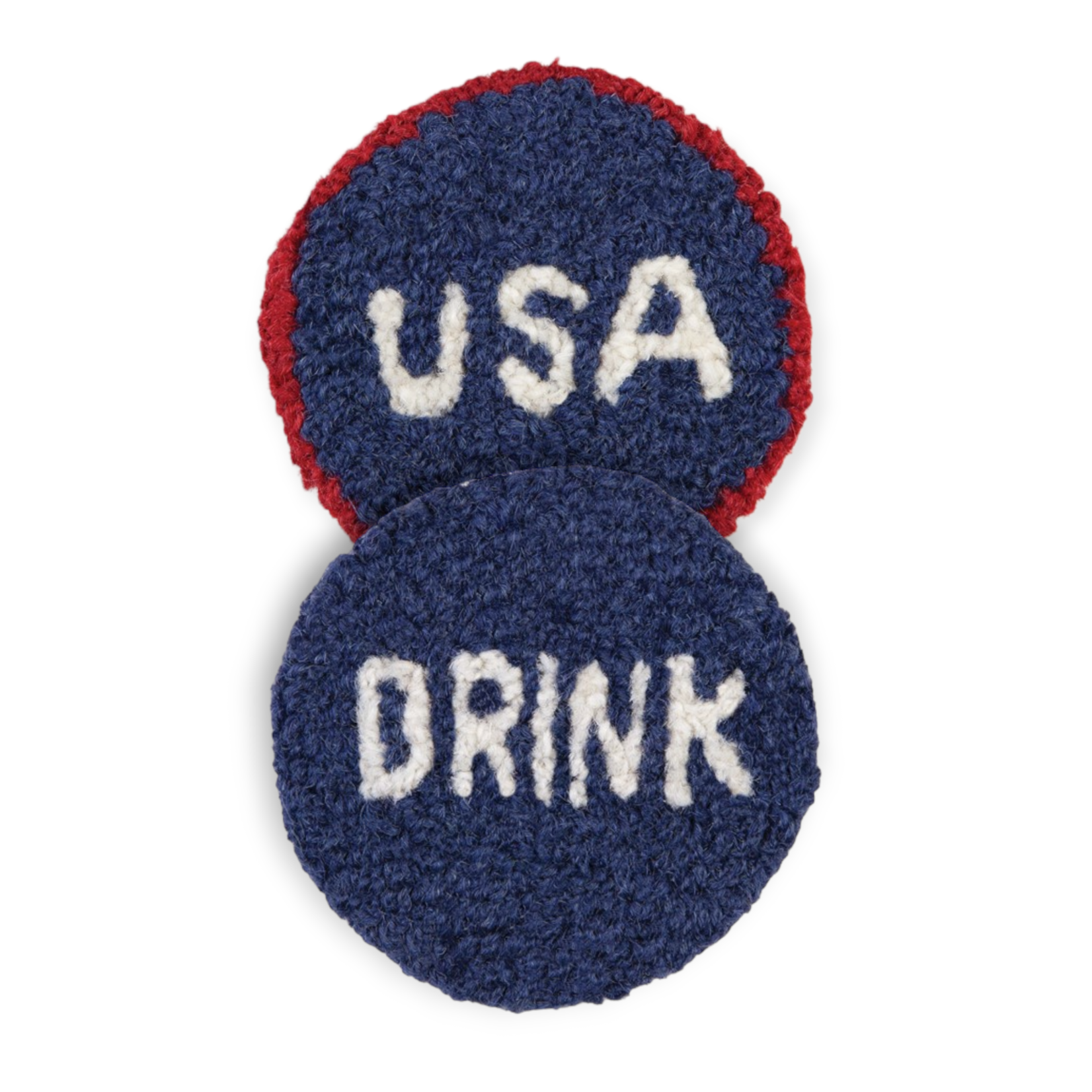 Set of two 4th of July Wool Hooked Coasters