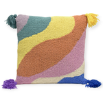 Peking Handicraft, Inc Disco Wave Hooked Pillow with Tassels