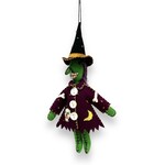 Stitch By Stitch Green Witch in a Purple Coat Ornament