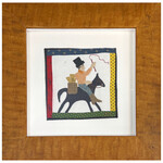 City Folk Handwork Man on Horse Framed Quilt