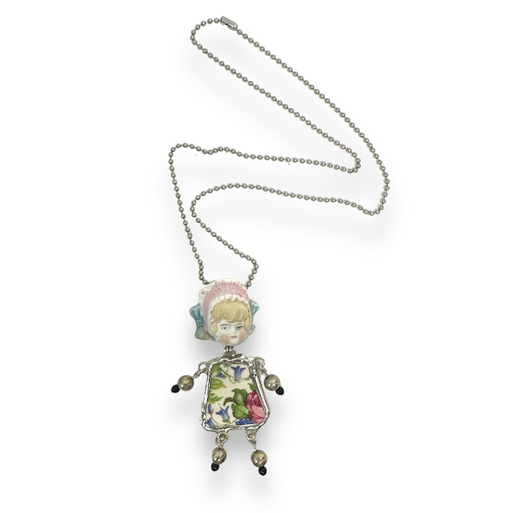 Hilary Greif Designs Bonnet Doll Head Necklace