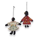 Stitch By Stitch Set of Dogs in Red and White Jackets Ornaments