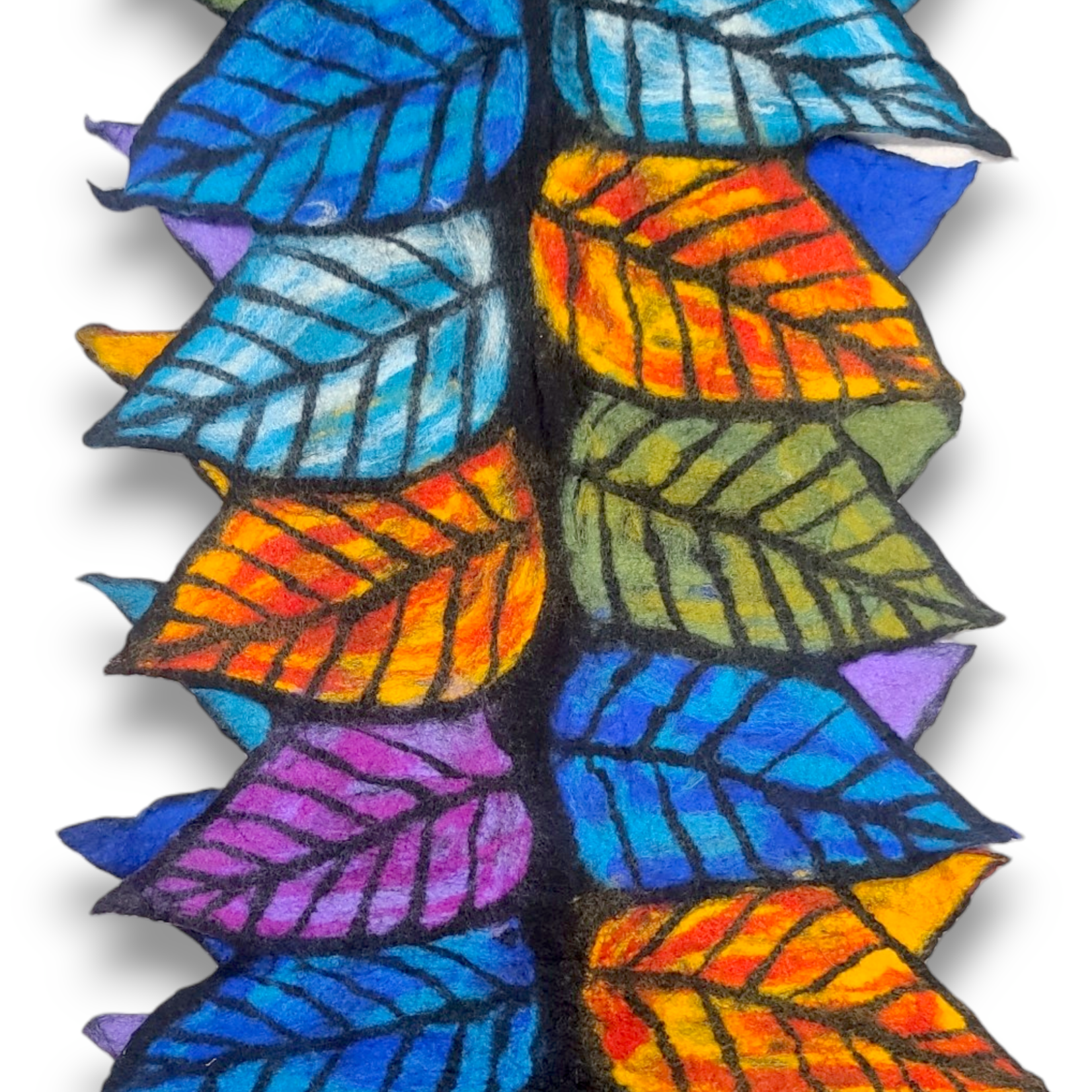 Pomegranate Moon Multi Felt Leaf Work Scarf