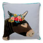 Karma Living Donkey & Flowers Pillow