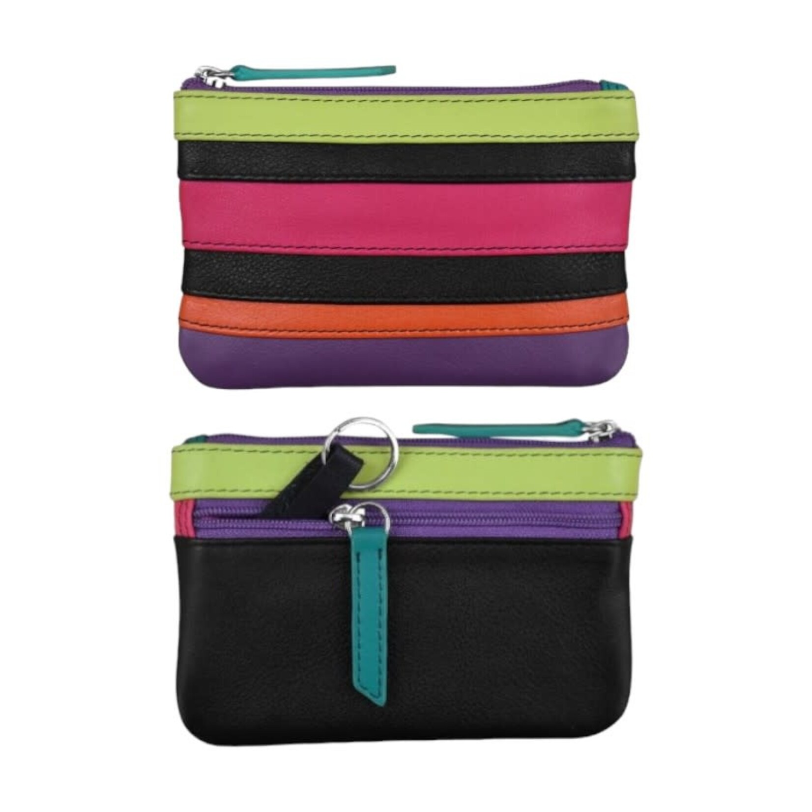 Stripes Coin Purse with Key Ring