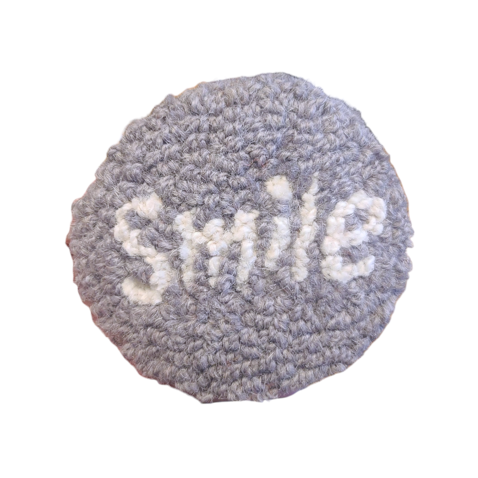Set of Two Smile Laugh Wool Hooked Coasters
