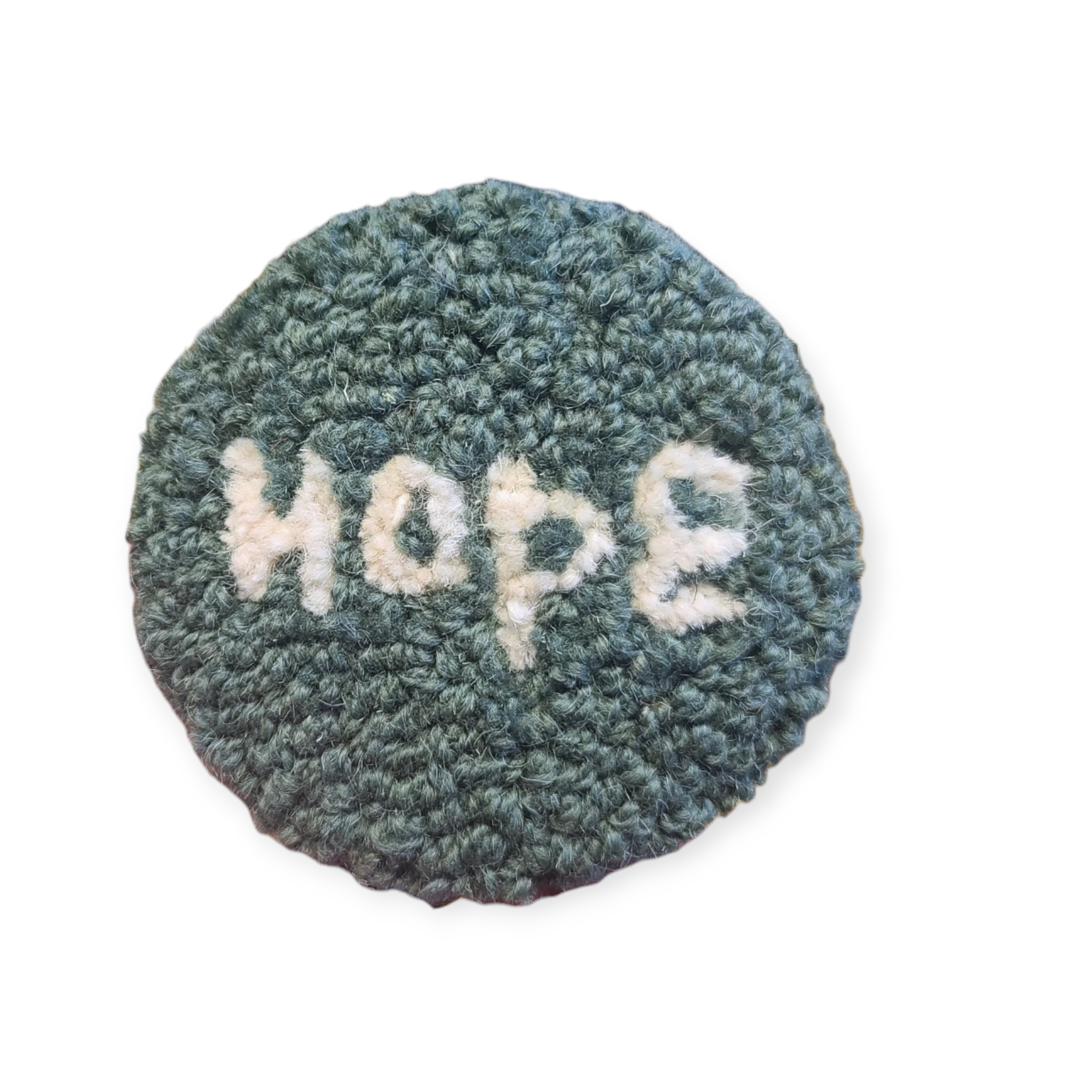 Set of Two Peace Hope Wool Hooked Coasters