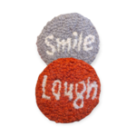 Set of Two Smile Laugh Wool Hooked Coasters