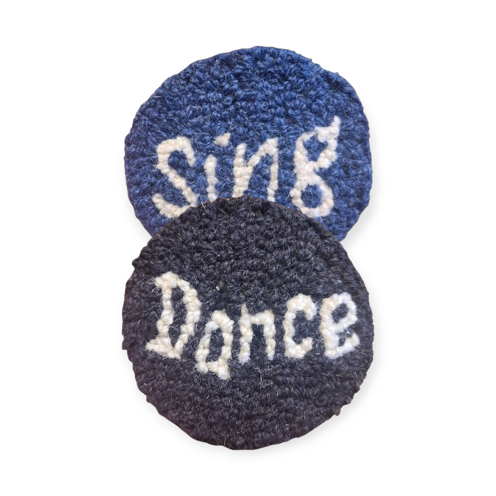 Set of Two Sing Dance Wool Hooked Coasters