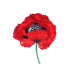 Beaded Red Poppy Brooch