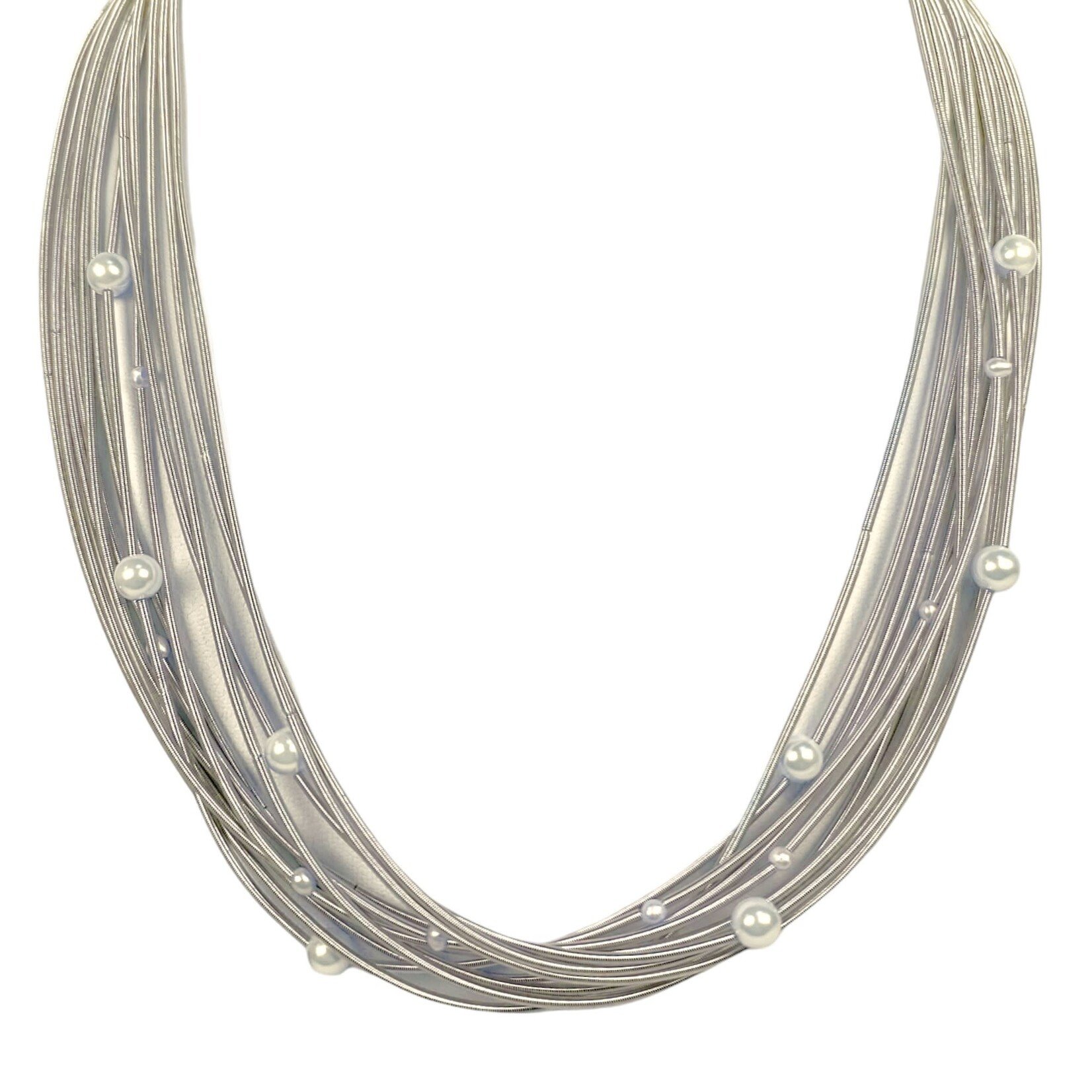 Long Black and Silver Multi Strand Piano Wire Necklace with Gold and S –  Ravinia Festival Shop