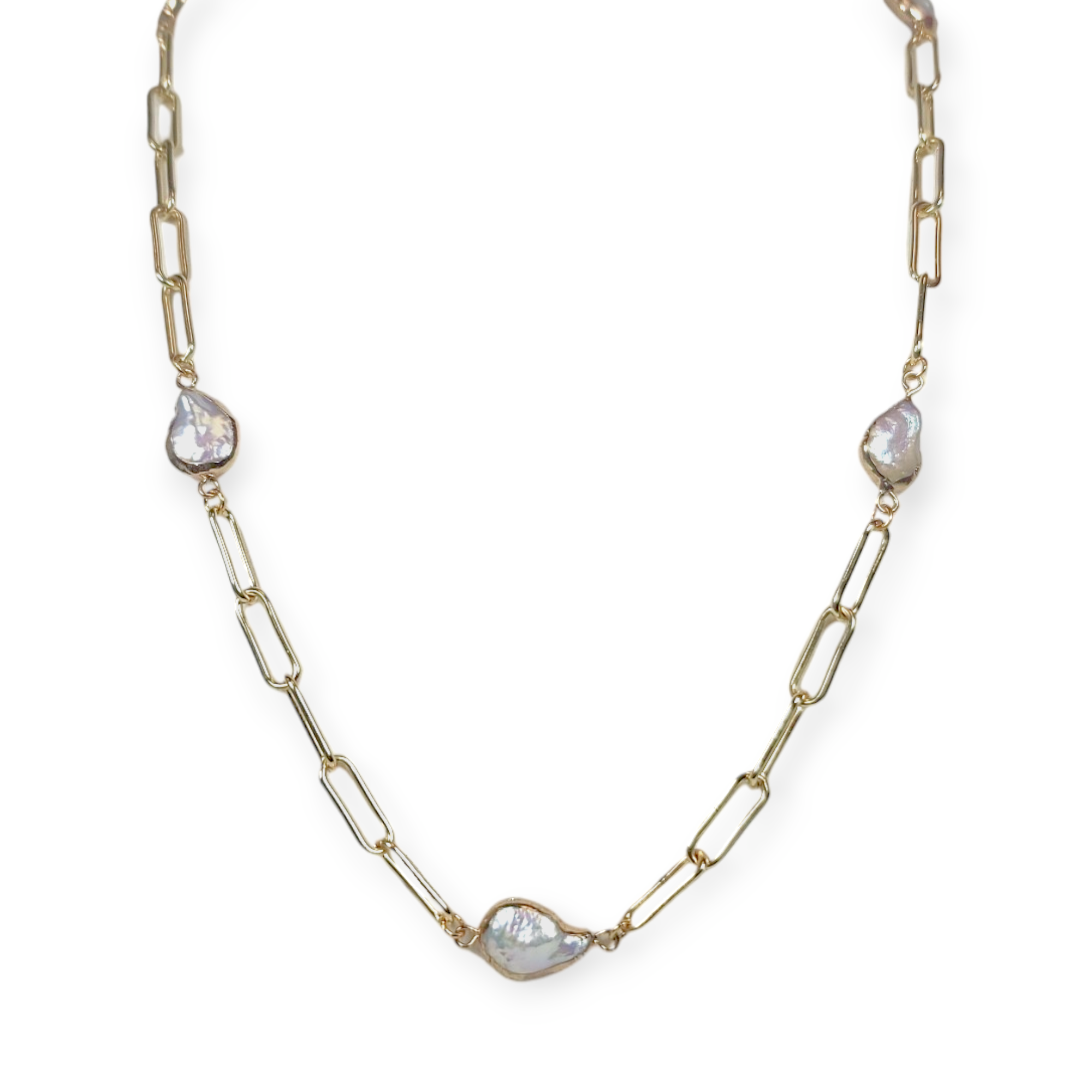 NECKLACE CHAIN LINK COIN PEARL S91A American Folk Art Museum