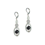 Silver Geo Earrings With Black Onyx And Agate