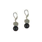 Matte Black Onyx with Silver Coil Earring