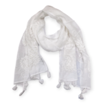Kharmah White Embroidered Scarf