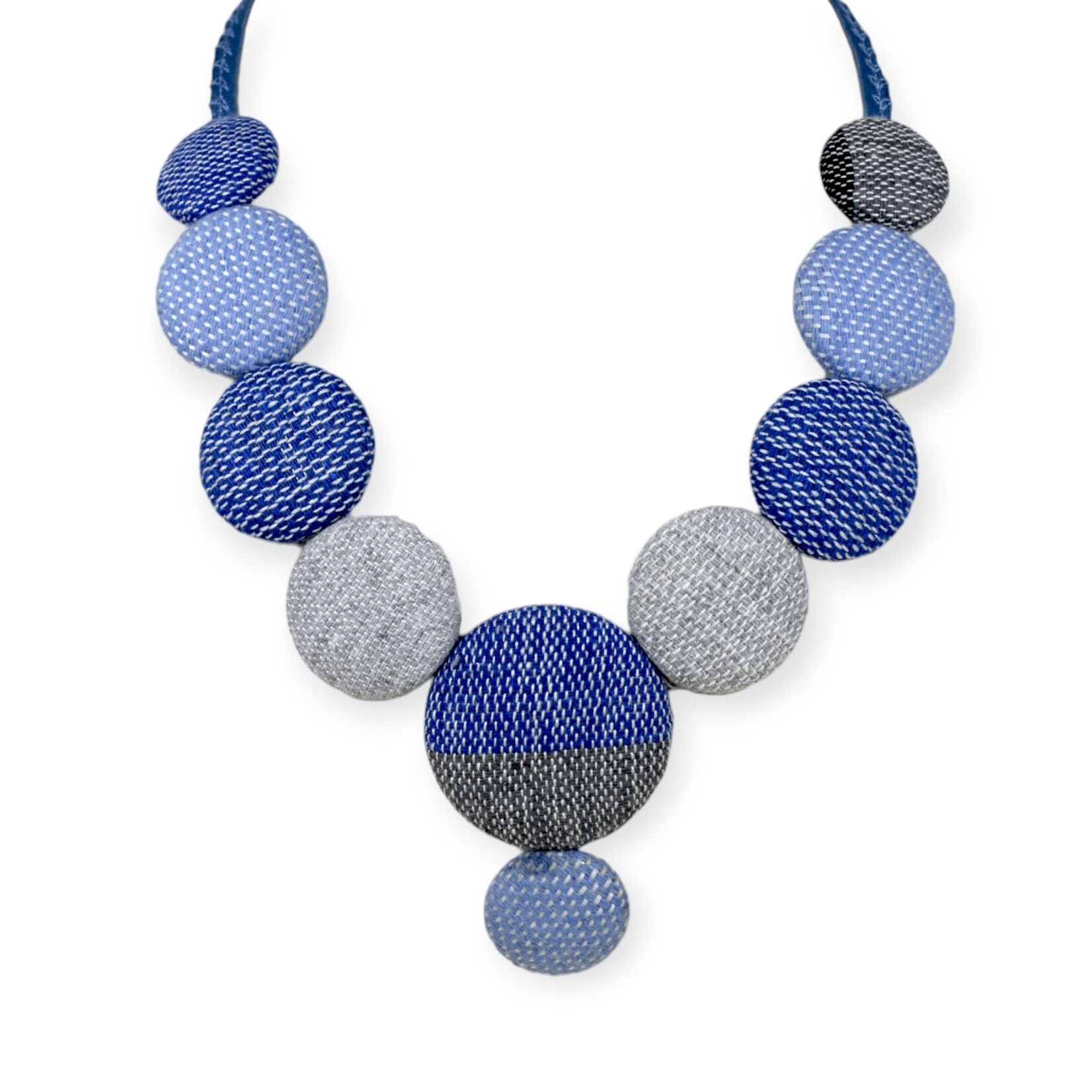 One World in Textiles Oaxaca Blue Circles Necklace