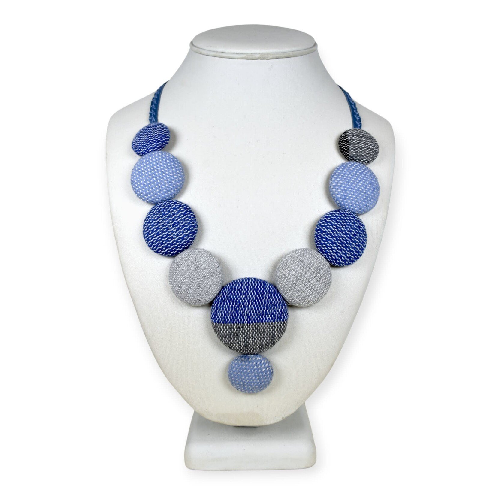 One World in Textiles Oaxaca Blue Circles Necklace