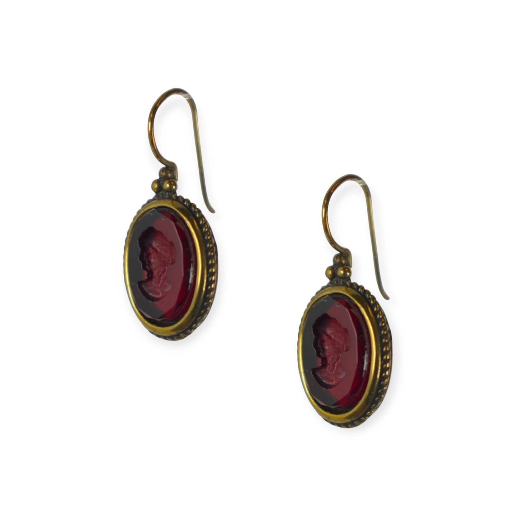 Extasia Ruby Oval Cameo Earring