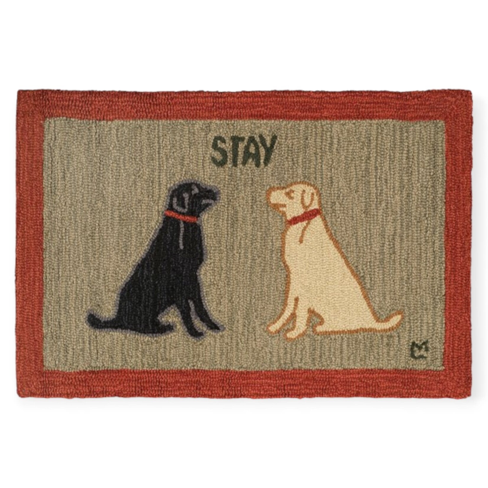 Red Border Stay Rug