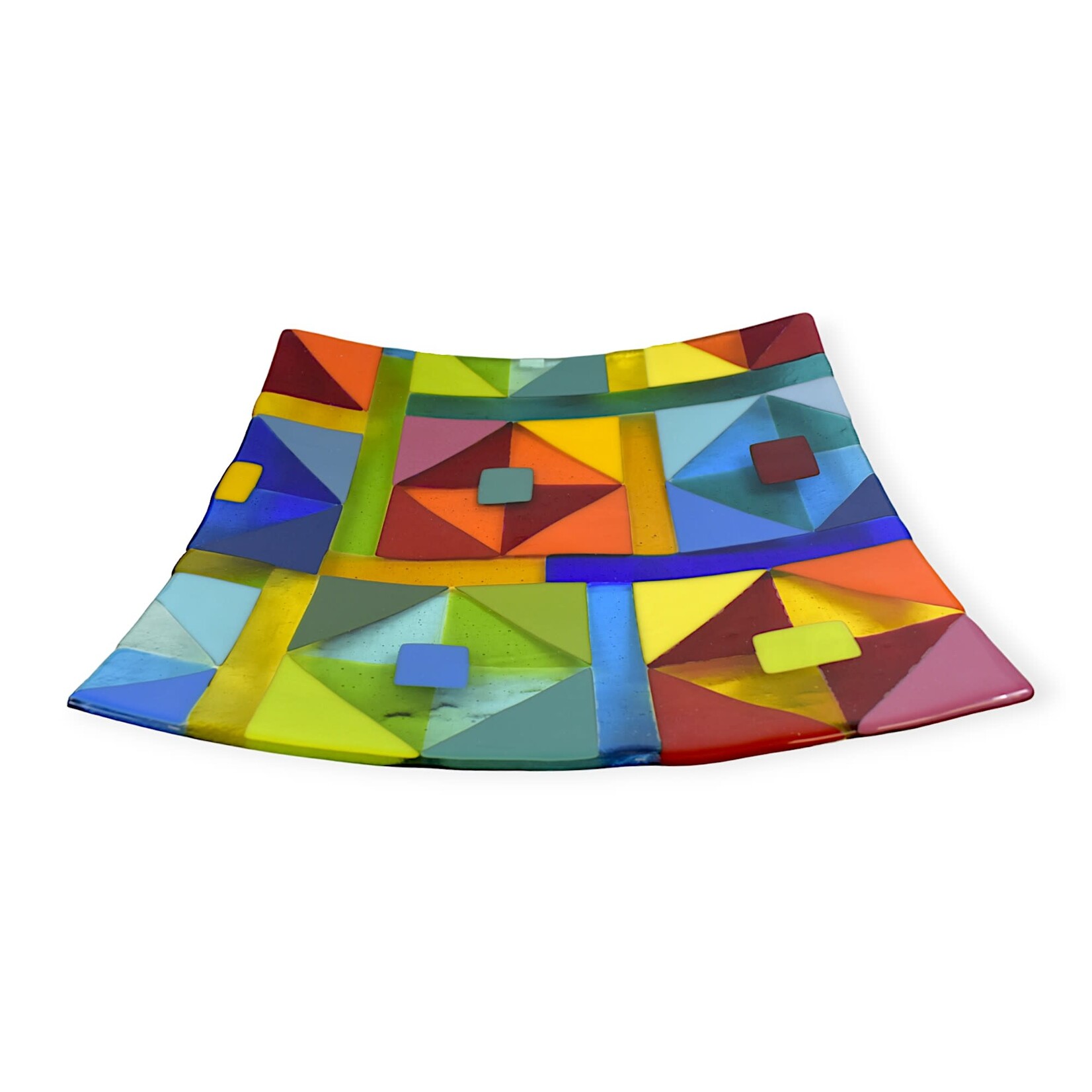 Case Island Glass Livy Square Platter Multi Patchwork