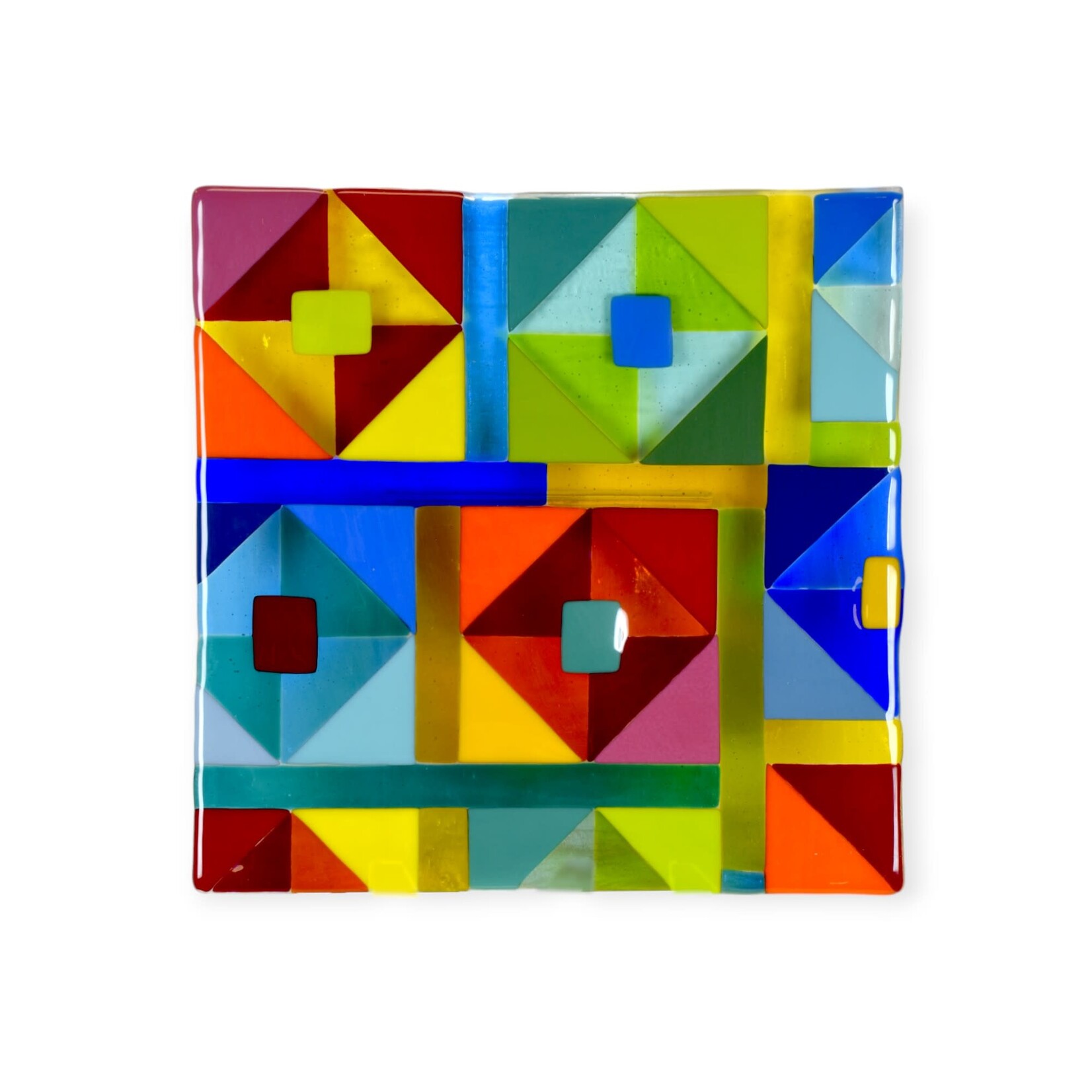 Case Island Glass Livy Square Platter Multi Patchwork