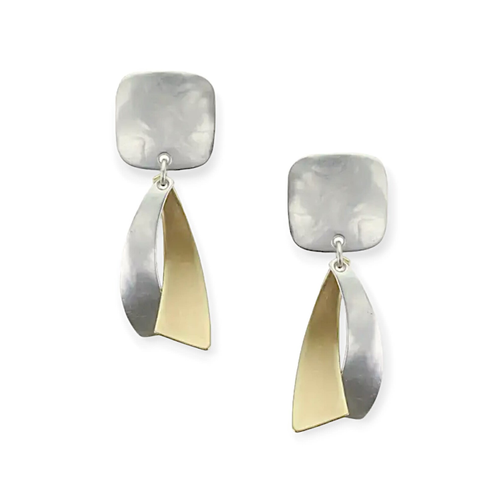 Marjorie Baer Accessories Inc. Rounded Square Convex and Concave Dangle Clip Earring