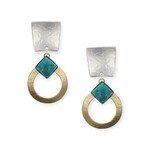 Marjorie Baer Accessories Inc. Large Gold Hoop with Turquoise Square Clip Earring