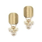 Marjorie Baer Accessories Inc. Dished Rectangle with Pearl Cluster Post Earring