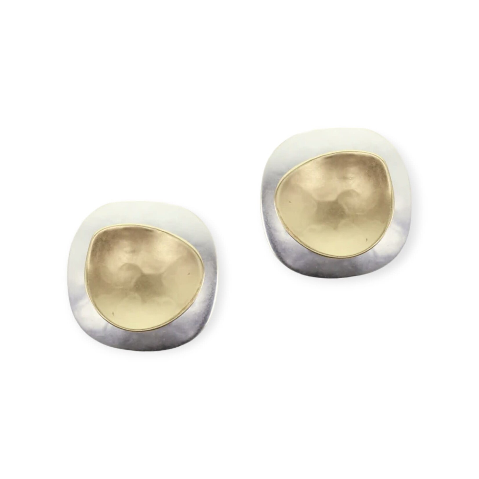 Marjorie Baer Accessories Inc. Domed Rounded Square with Dished Organic Shape Post Earring