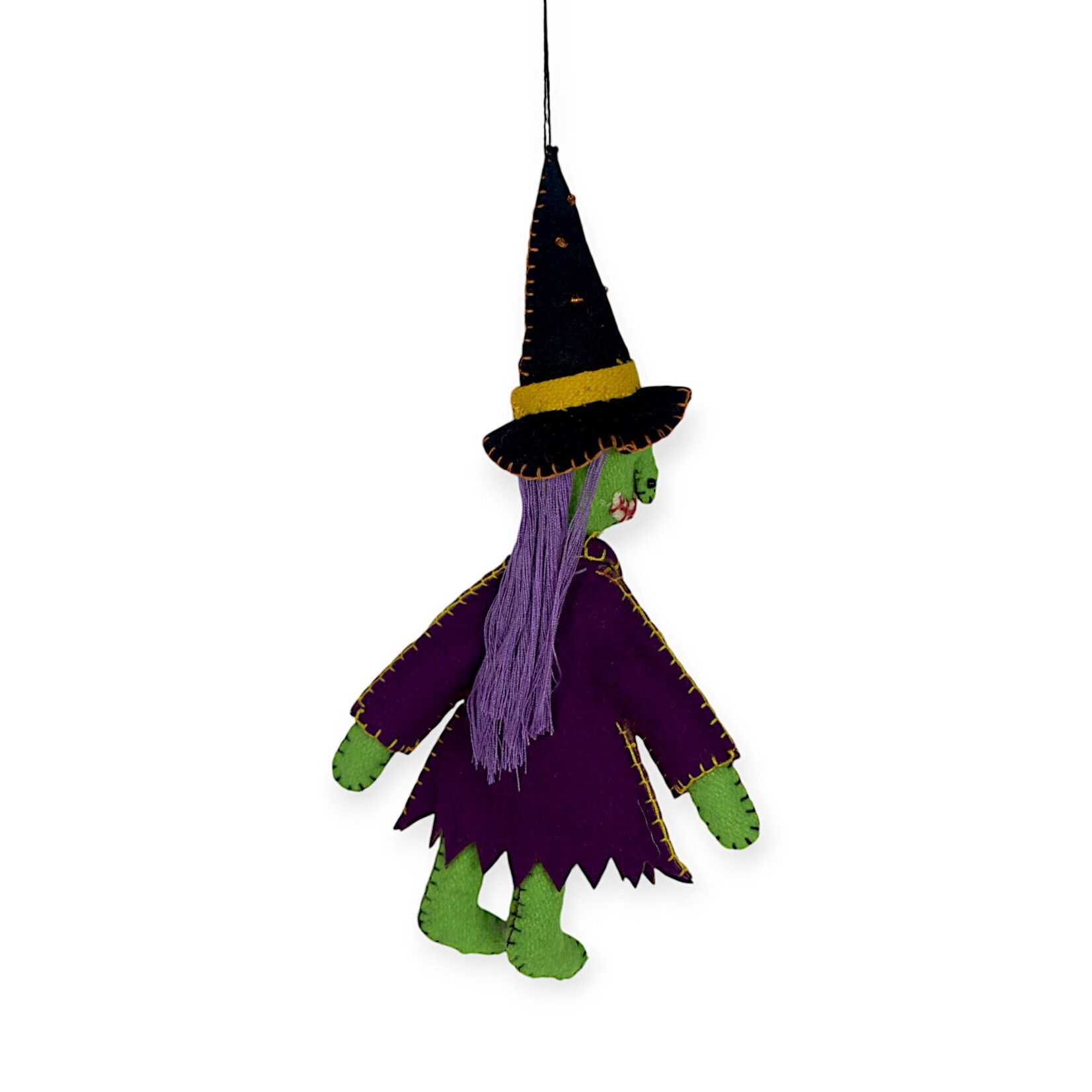 Stitch By Stitch Green Witch w/ Purple Coat Ornament