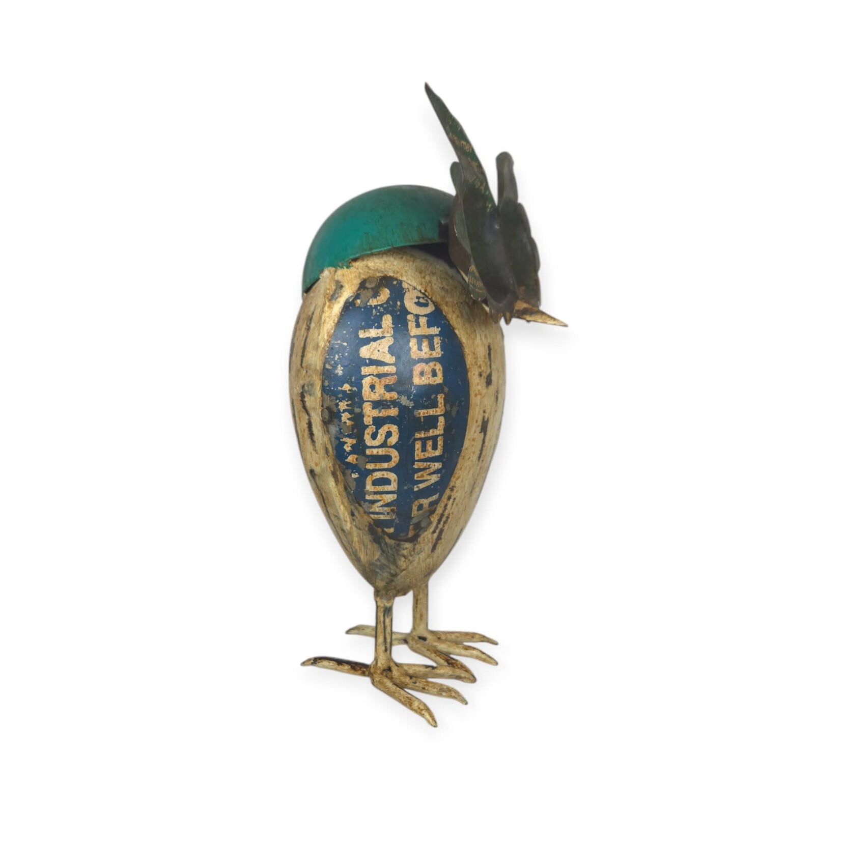 Everyday Artifact 20 Recycled Iron Large Blue Owl