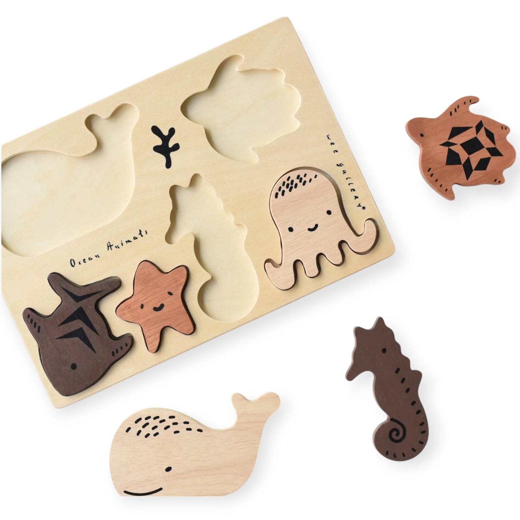 Wee Gallery Wooden Tray Puzzle - Ocean Animals