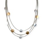 Piano Wire Necklace Silver & Gold Discs