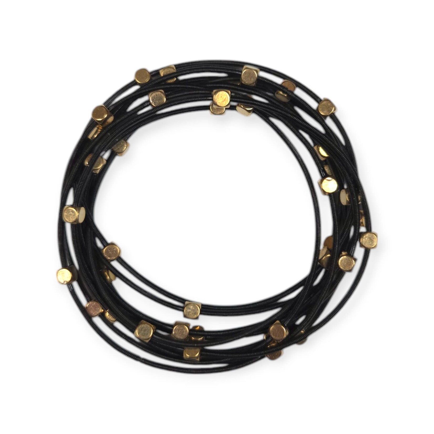 Black Unbound Wire with Gold Beads