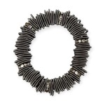 Slate Spring Ring Bracelet with Crystal Beads