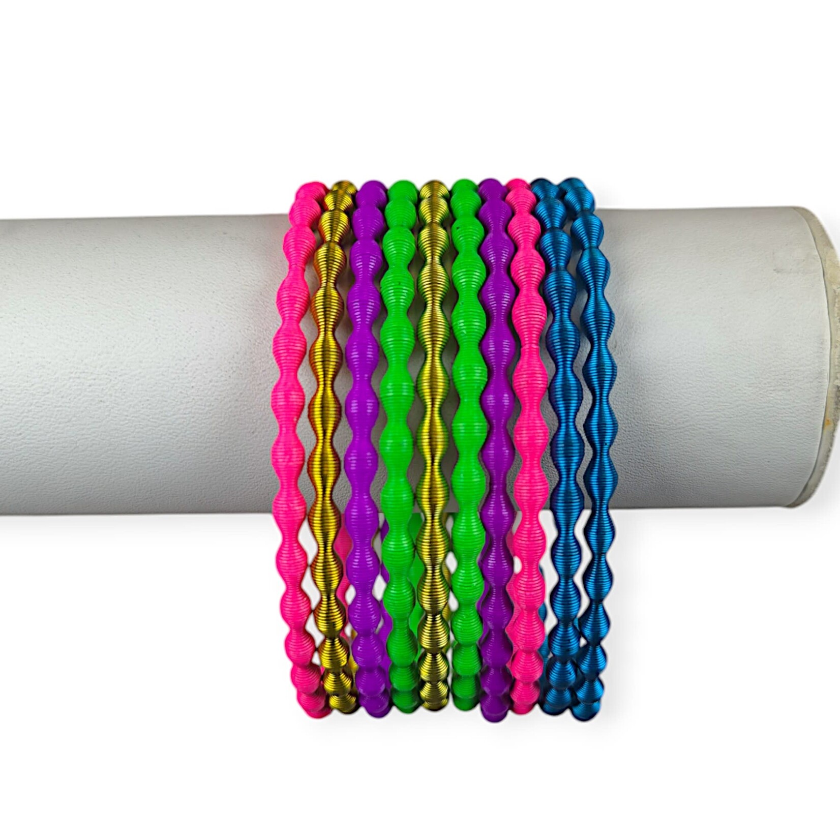 Adia Kibur Accessories Multicolored Coil Bracelet Set