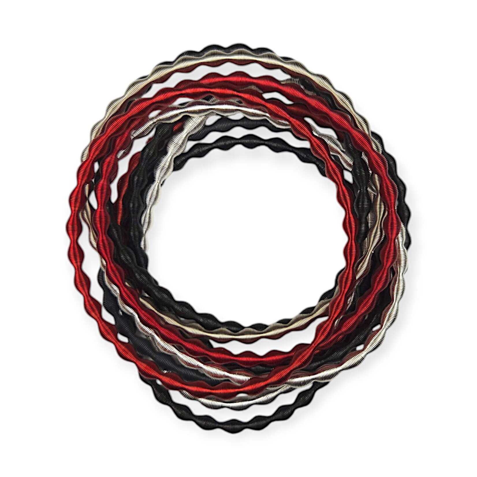 Adia Kibur Accessories Red, White & Black Coil Bracelet Set