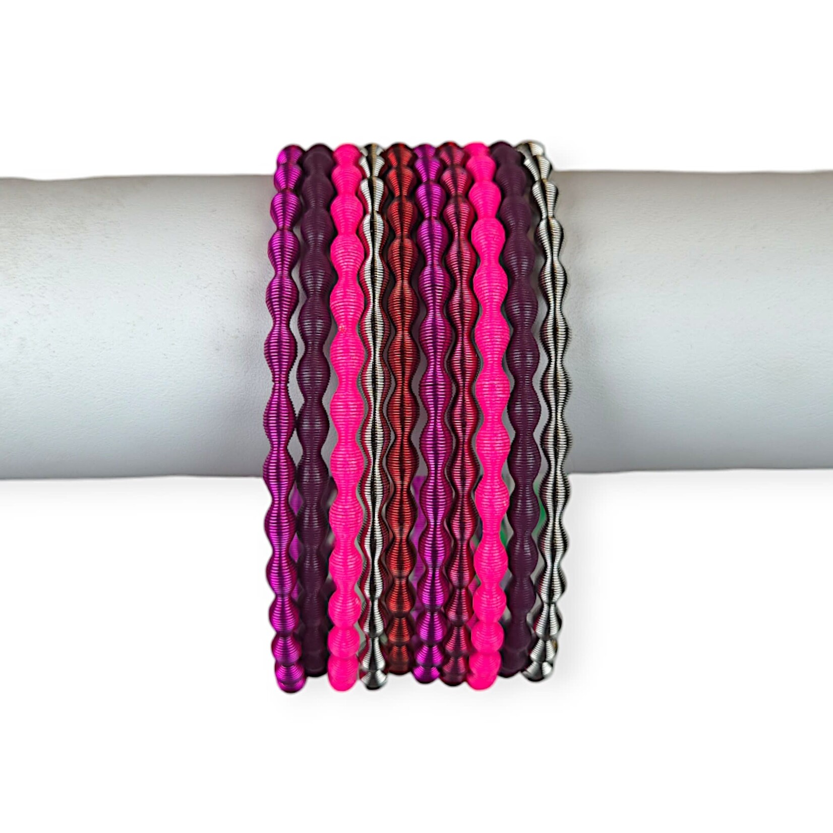 Adia Kibur Accessories Pink Coil Bracelet Set