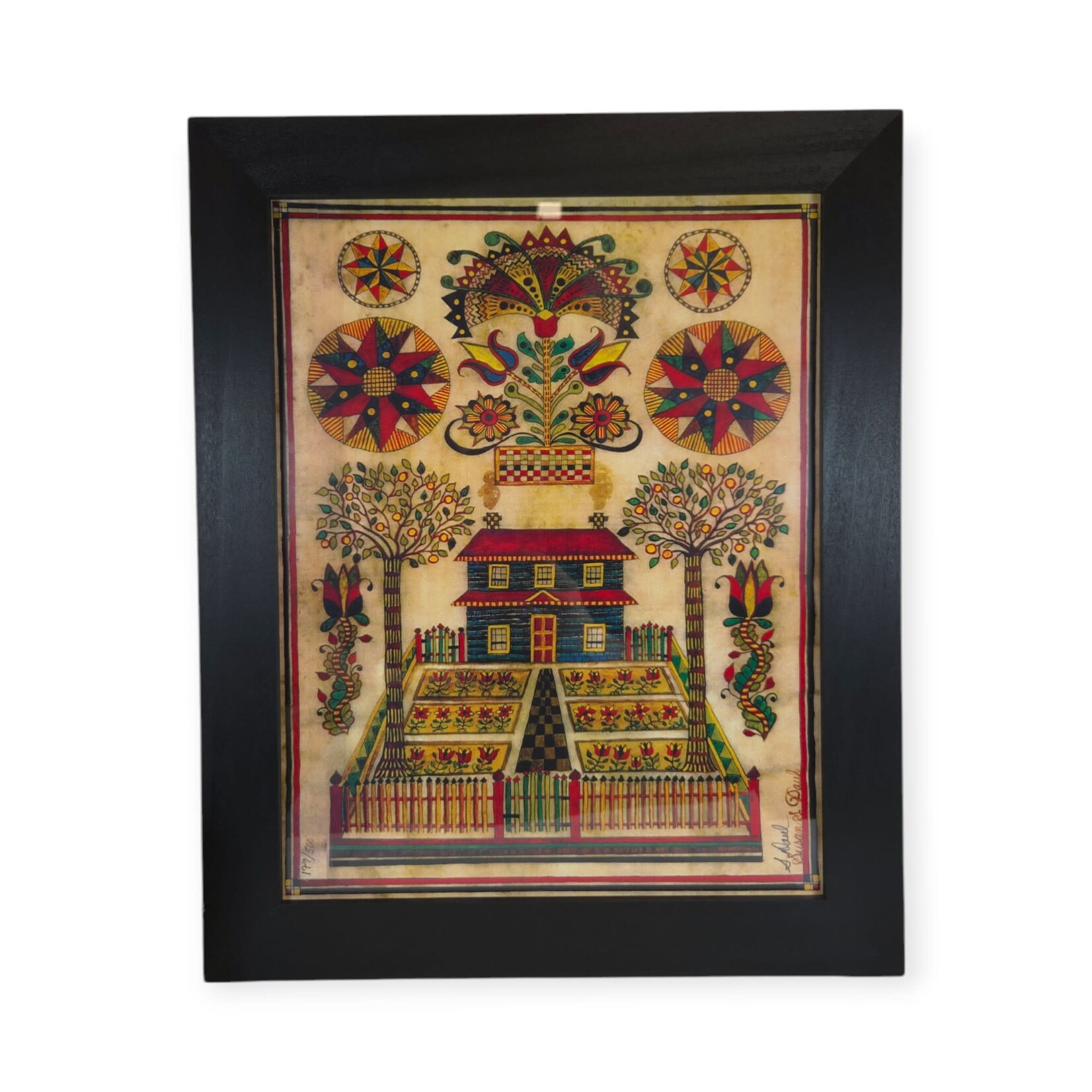 Susan Daul Large Blue House Blessing Fraktur