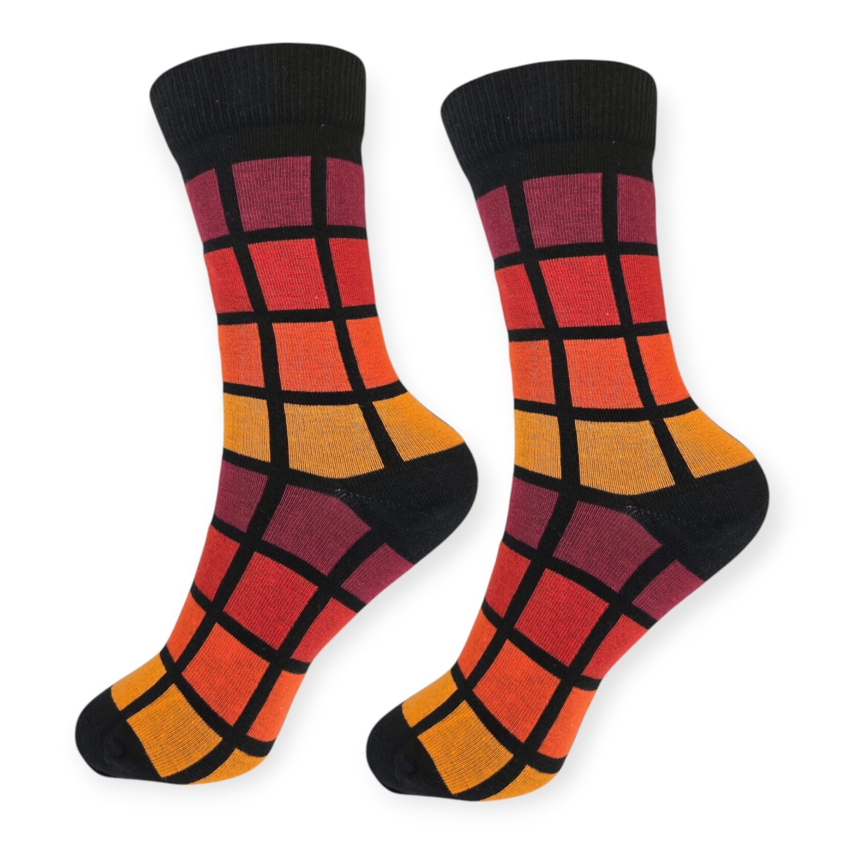 Subway Grid Socks Black/Red