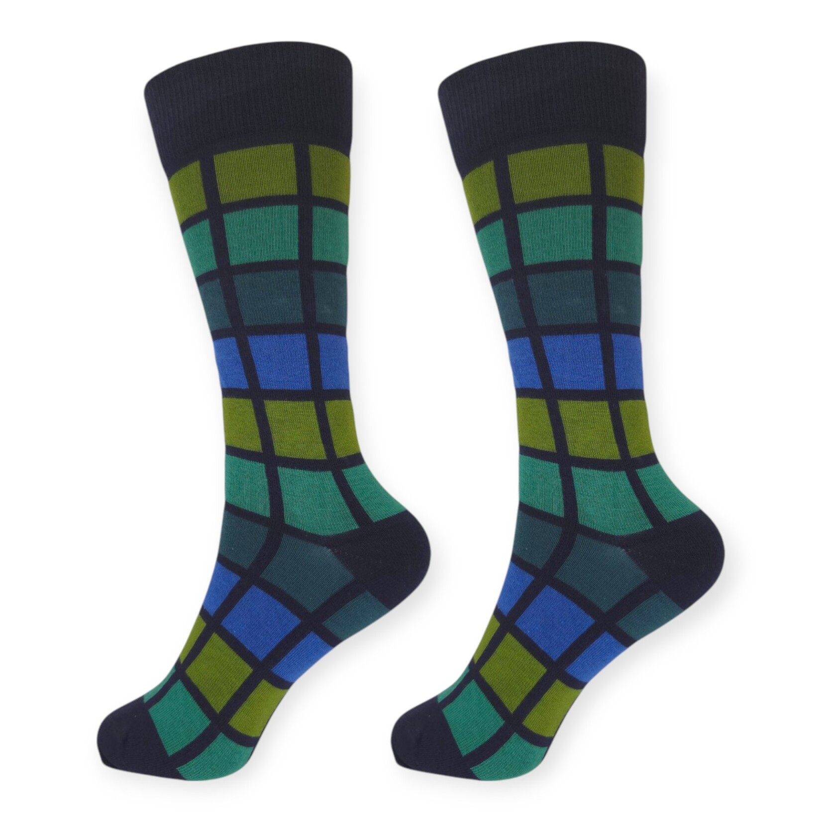 Subway Grid Socks Navy/Green