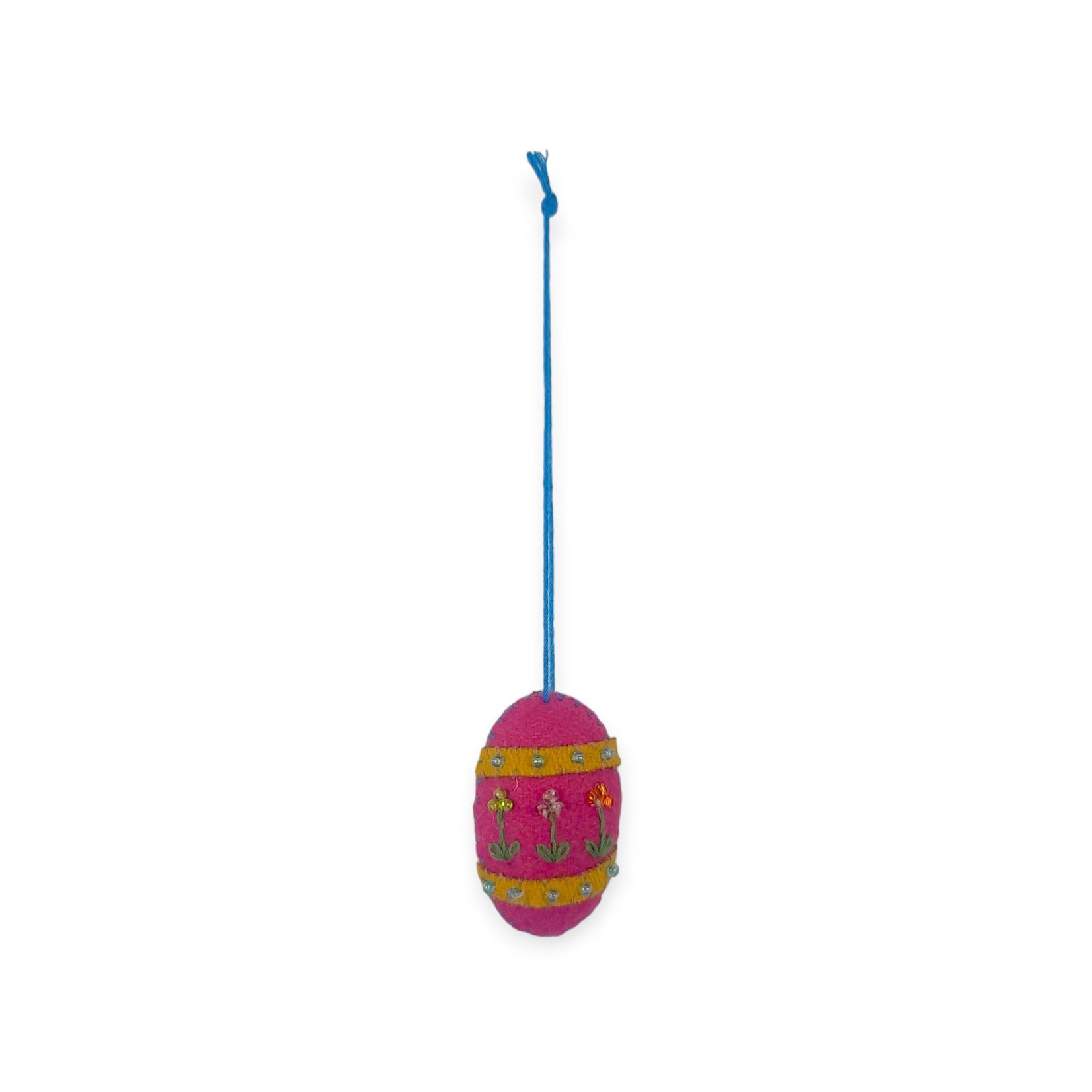 Stitch By Stitch Pink Egg With Flowers Ornament