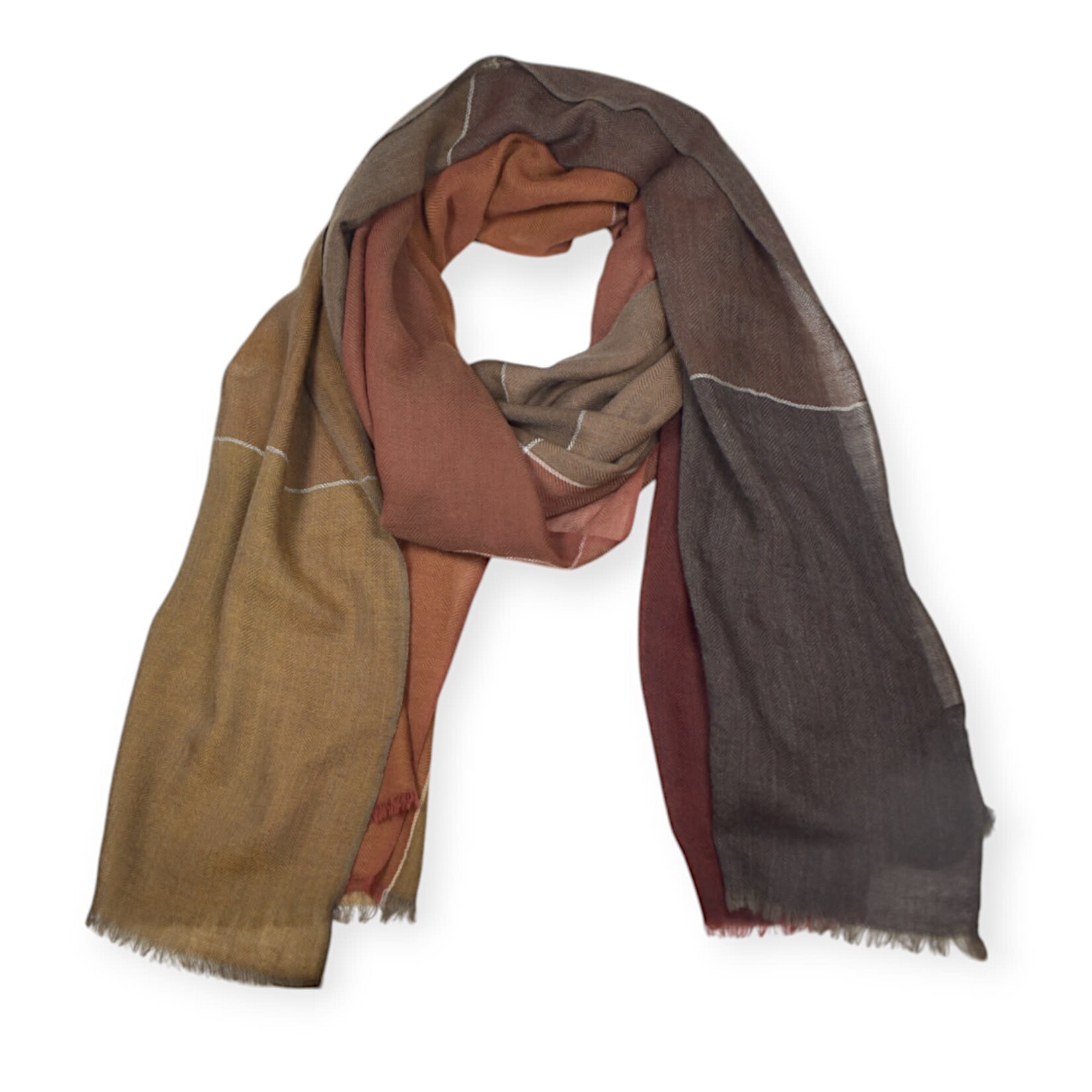 Kingston Color Block Scarf Brown/Rust