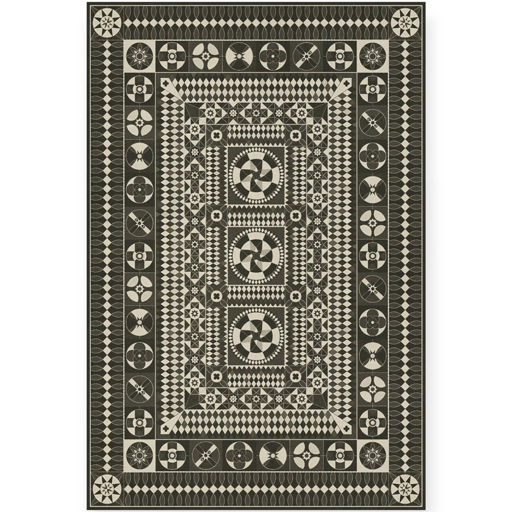 Soldiers Quilt Vintage Vinyl Floorcloths