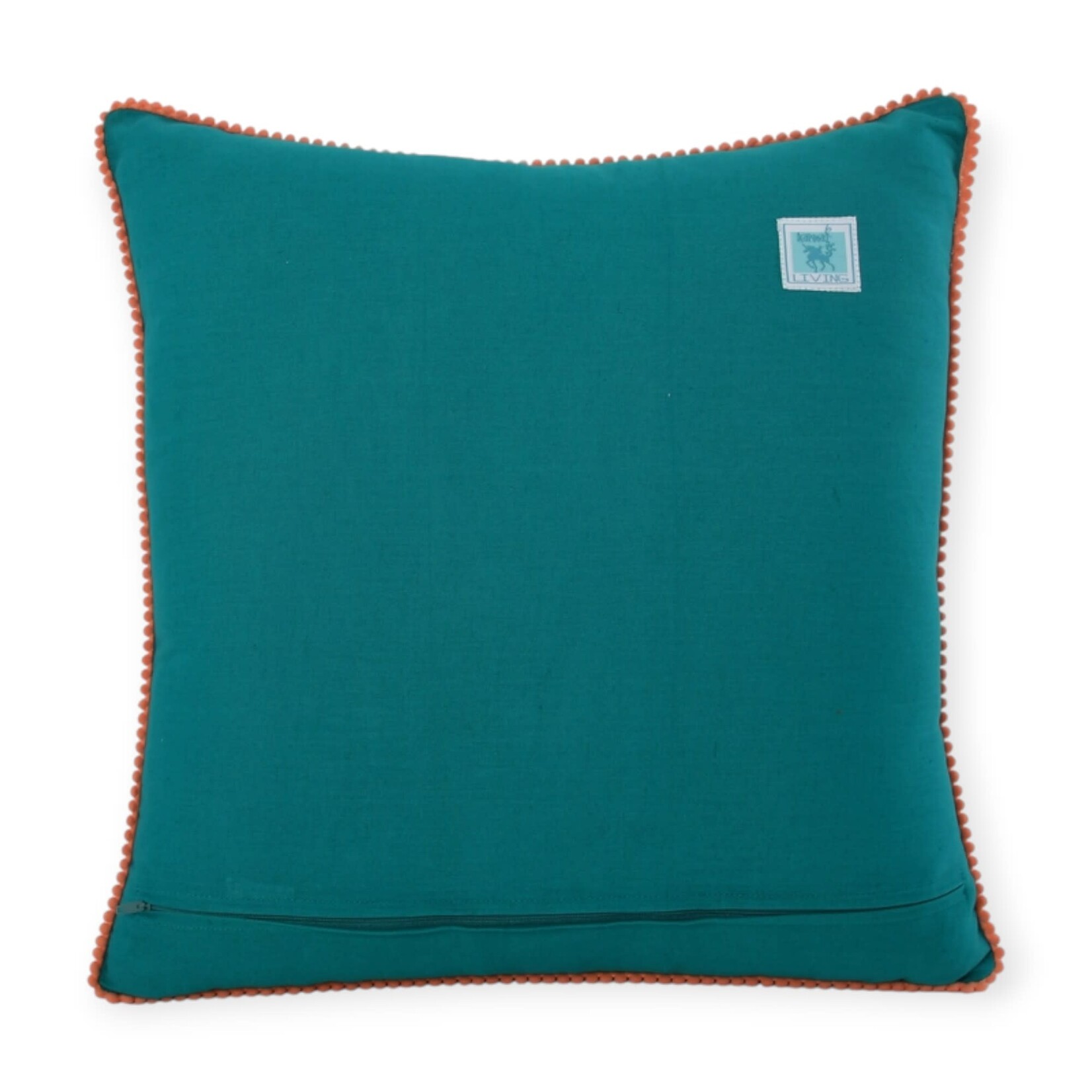 Karma Living Black & White Kitten Embroidered Cushion