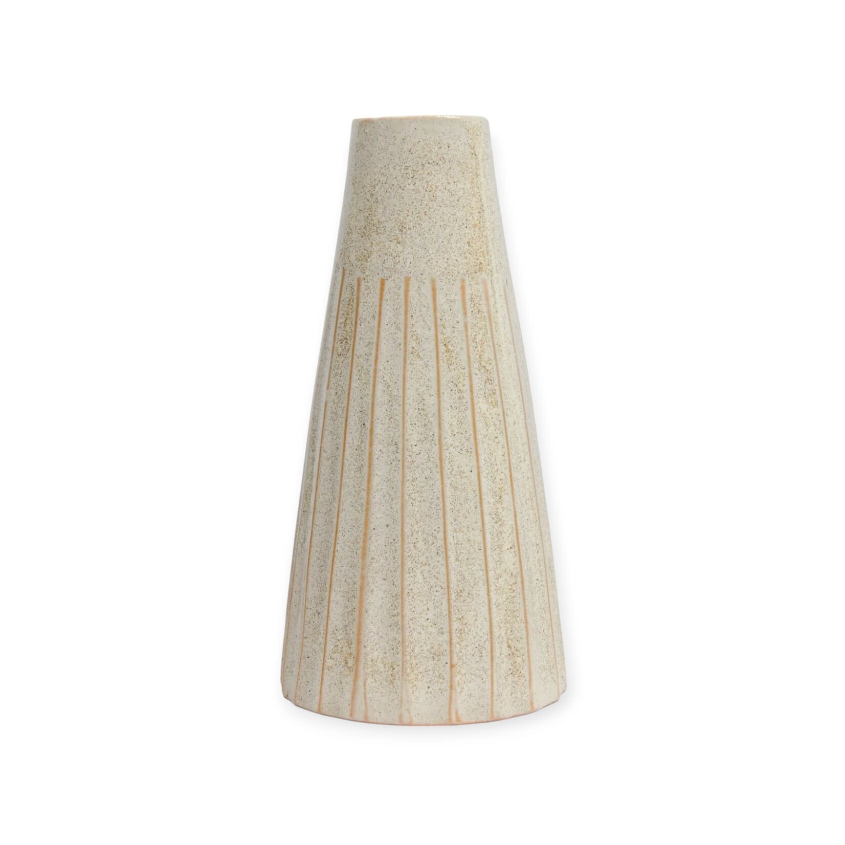 Global Goods Partners Ceramic Stripe Vase Cream Speckle